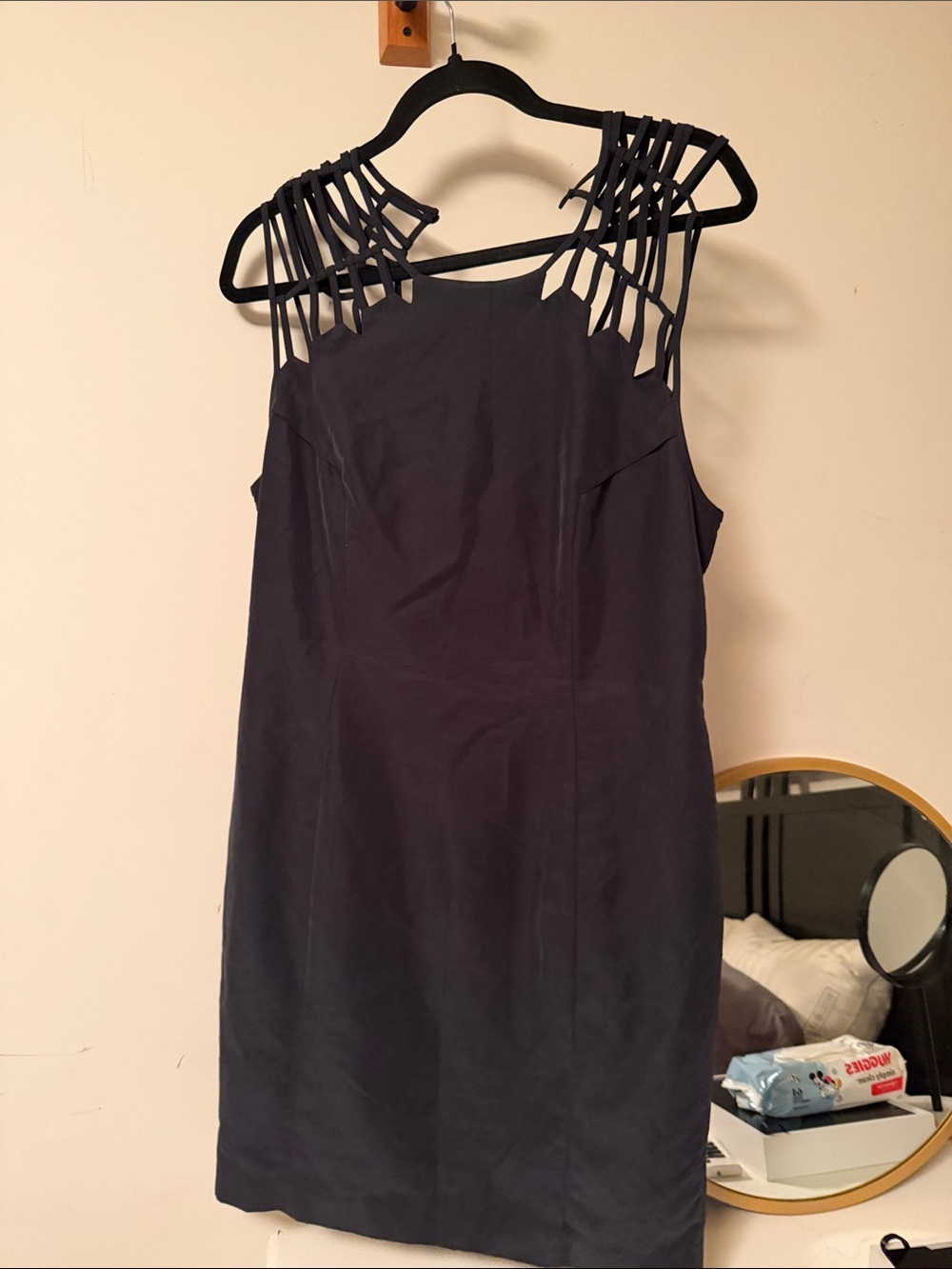 Whistles Black Sleeveless Mini Dress with Strappy Yoke